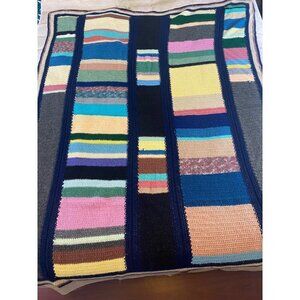 Hand Made Large Retro Rectangle Granny Blanket - 50 X 70 In